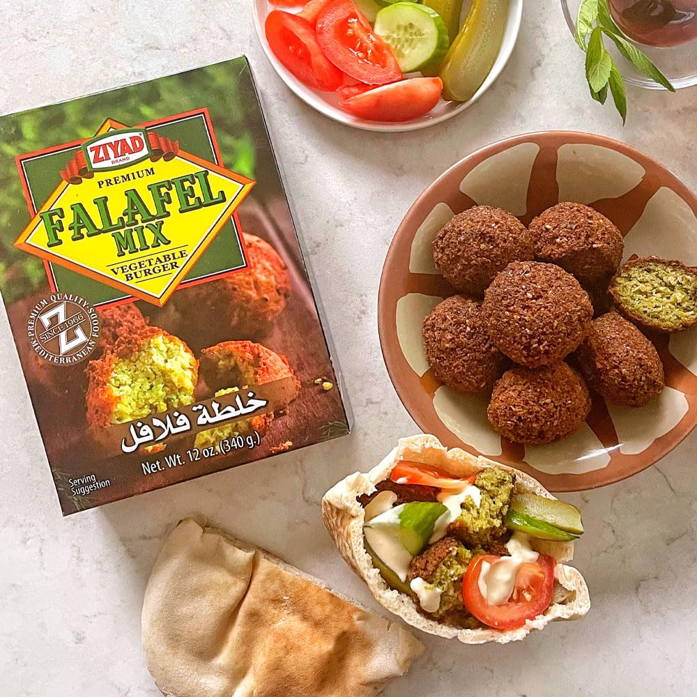 Ziyad Falafel Dry Mix - 12 oz Gluten-Free, Vegan, Non-GMO, No Additives, No Preservatives - Vegan/Vegetarian Spice Mix with Minced Onion, Garlic, Sesame - Great for Making Veggie Burgers and Snacks (Pack of 6)