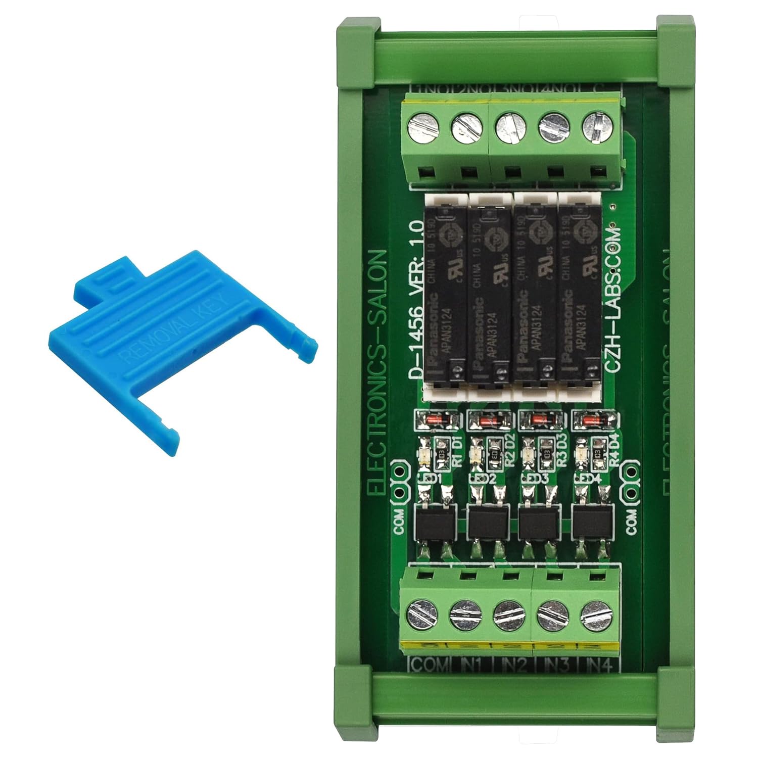 DIN Rail Mount AC/DC 5V 12V 24V SPST-NO 5Amp Power Relay Module (AC/DC 24V, 4 Channels)