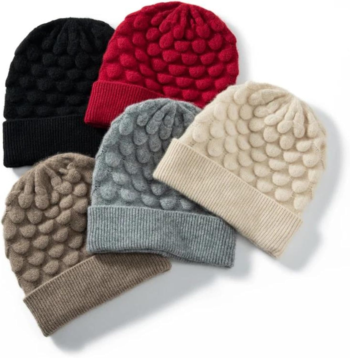 Women's Slouchy Casual Stretchy Beanie Men's Solid Color Soft Warm Chunky Cable Knit Hat Cold Weather Skull Cap