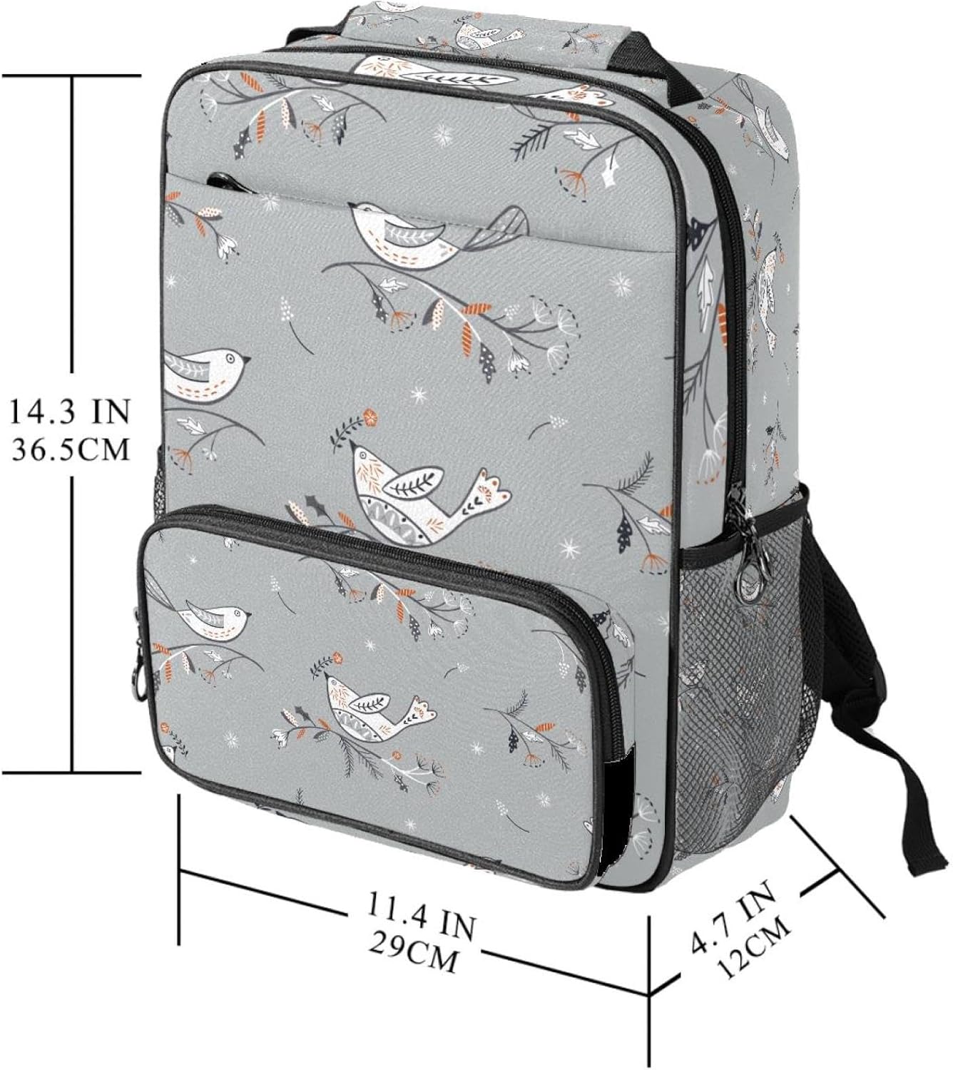 [suojapuku] 女性用の小さなバックパック、ミニ バックパック トラベル バッグ、冬葉の鳥、女の子のためのブックバッグキャン