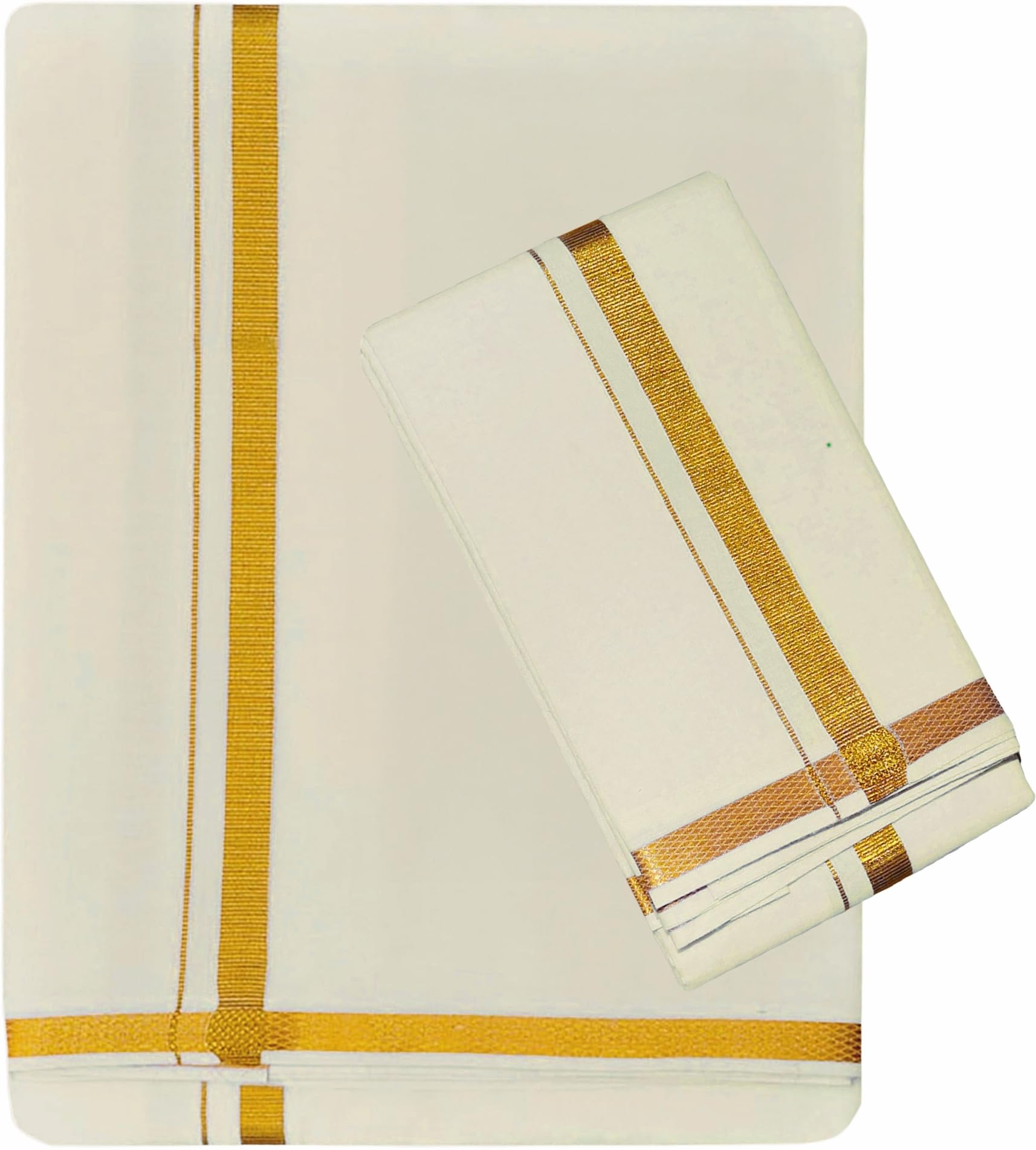prakasam cotton Jari Border Cotton Blended Dhoti For mens & Matching Jari Border Towel (Angavastaram)-picture-9
