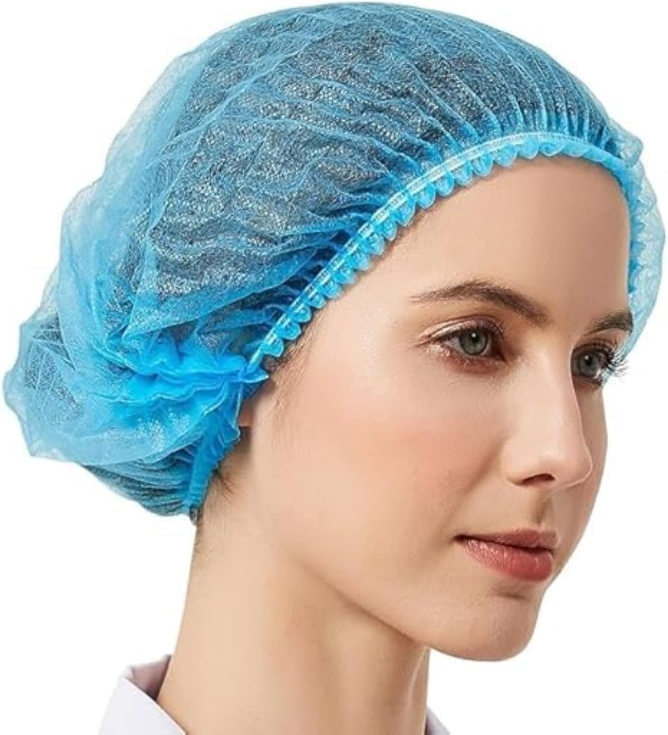 KAUSTA 100 Pcs Disposable Bouffant Caps – Non-Woven Hair Nets for Food Service, Labs, Hospitals, & Salons Blue Disposable Hair Covers for Food Service, Laboratories, Hospitals, Clinics, Salons & Clean Rooms