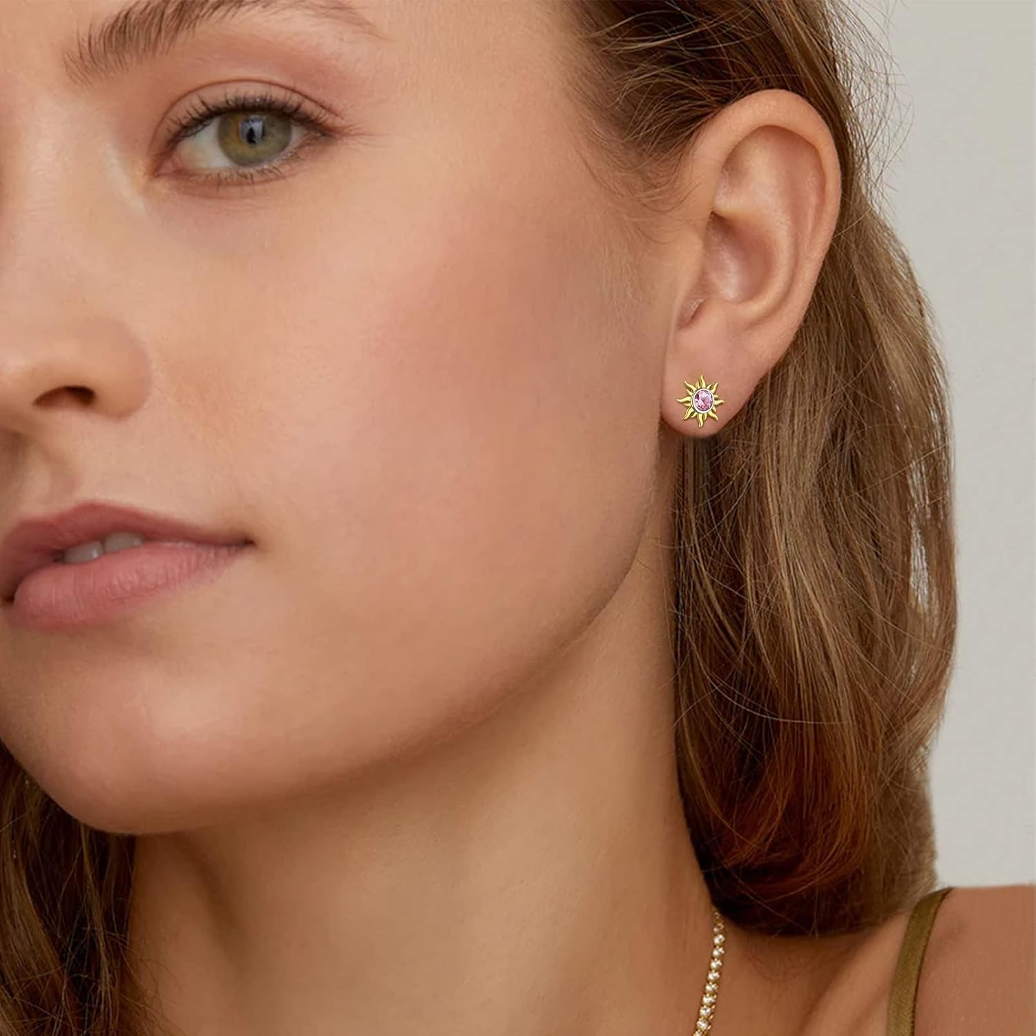 ChicSilver 925 Sterling Silver Earrings Dainty Sun Earrings Small Round Birthstone Earring for Women - Image 2