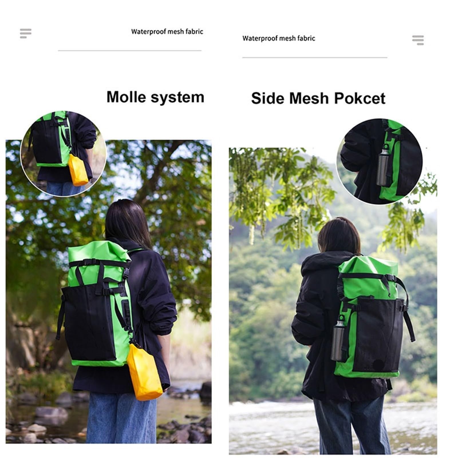 Borsa Impermeabile Asciutti Zaino impermeabile da 30 litri for campeggio, escursioni, nuoto, rafting, kayak, trekking fluviale, borse galleggianti for esterni(Grey)