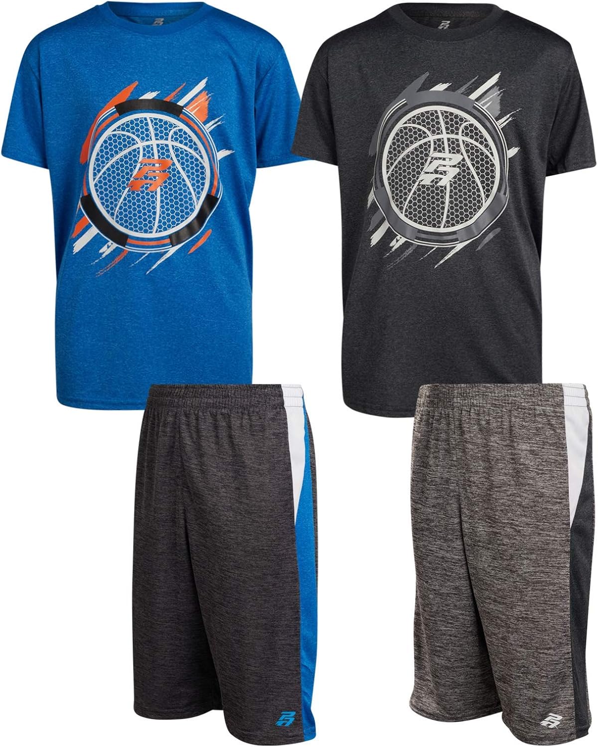 Pro Athlete Boys’ Active Shorts Set – 4 Piece Dry Fit Performance T-Shirt and Basketball Shorts (4-16)