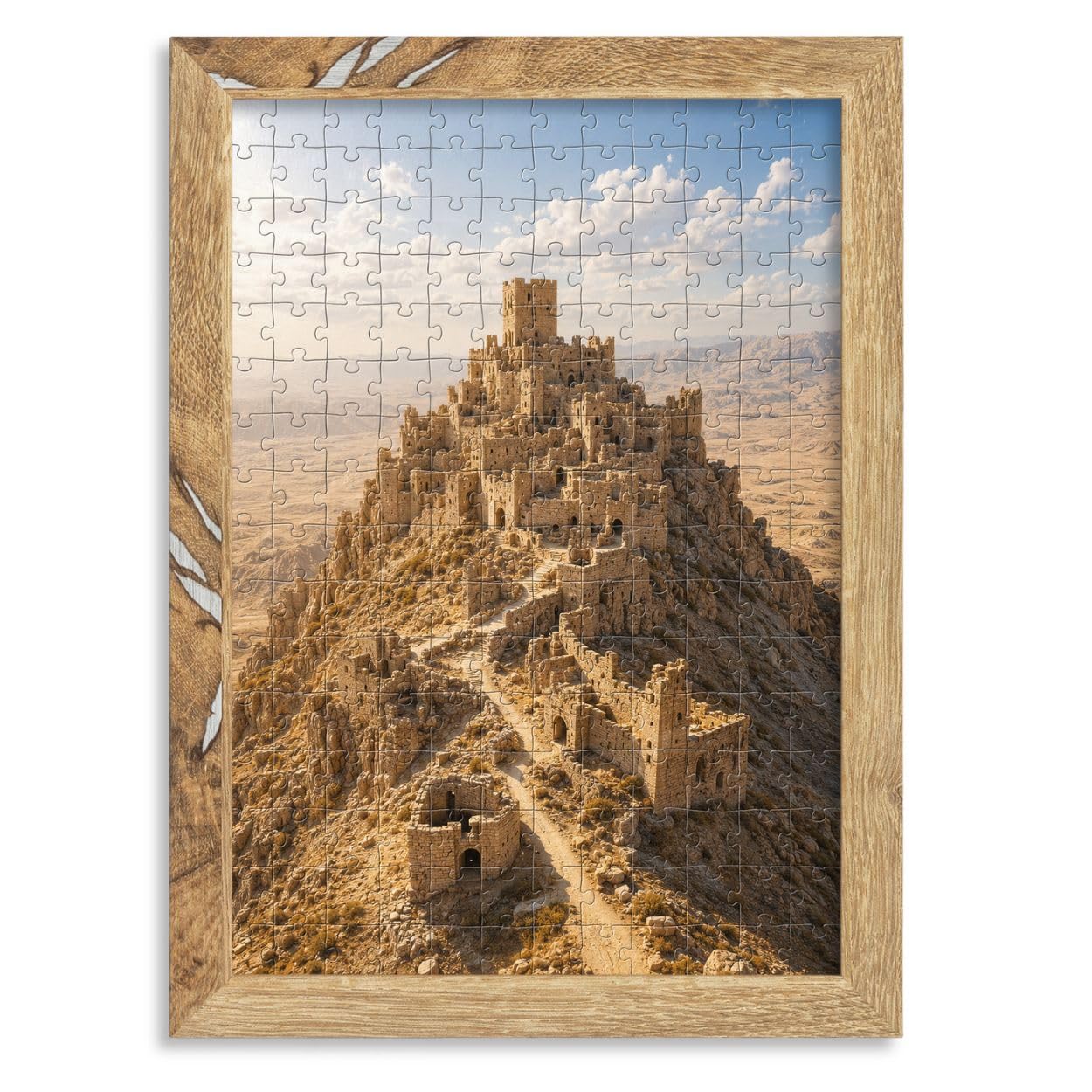 CLAMARO 'PUZZLED' Puzzle Frame for 48 x 68.3 cm Puzzle - Puzzle Picture Frame in Reclaimed Oak Wood Decor - Picture Frame with 30 mm Wide MDF Wood Frame Including Acrylic Glass and Back Panel