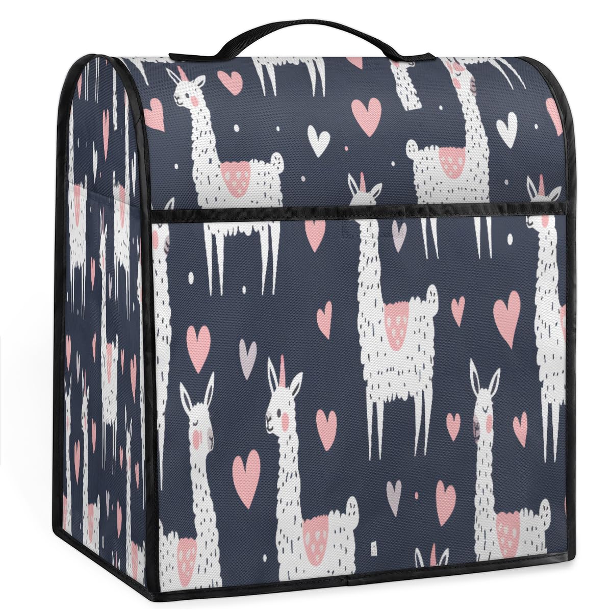 Coffee Maker Cover Heart Alpaca Kitchen Appliance Covers Small Appliance Covers Blender Cover Juicer Cover Dust Covers for Kitchen Appliances with Top Handle and Pockets,Washable,B619
