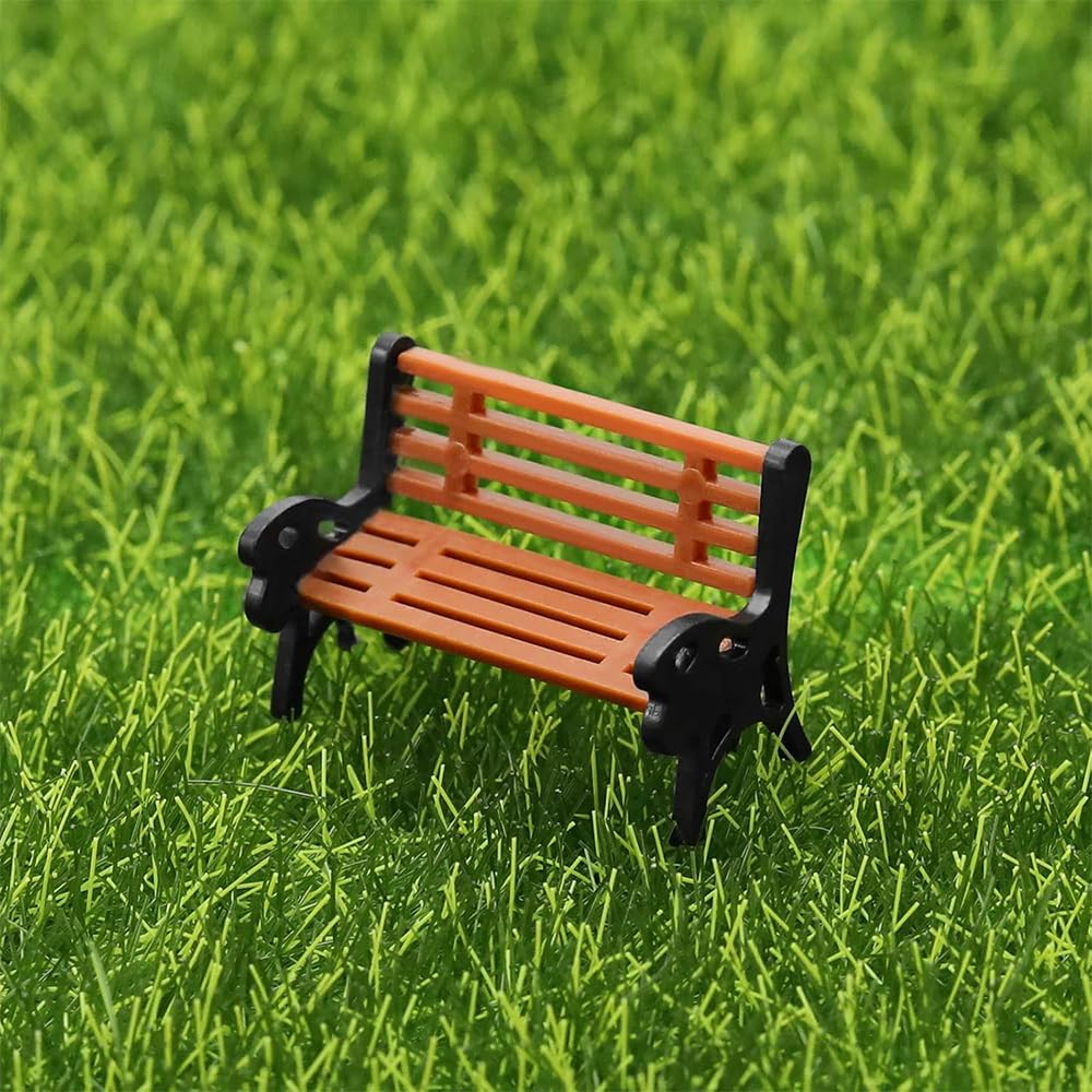 Hsthe Sea 10pcs Painted Model Patio Bench Miniature Building Train Layout Scale HO OO Model Train HO TT 1:87 bench chair settee - Image 4