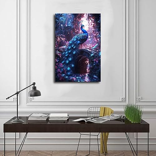 Miniatura 3 de XAHOR Cyber Peacock Temple Wall Art  Retro Futurism Fantasy Jungle Poster  Sci-Fi Bioluminescent Nature Print Canvas Poster Wall Art Bedroom Decor