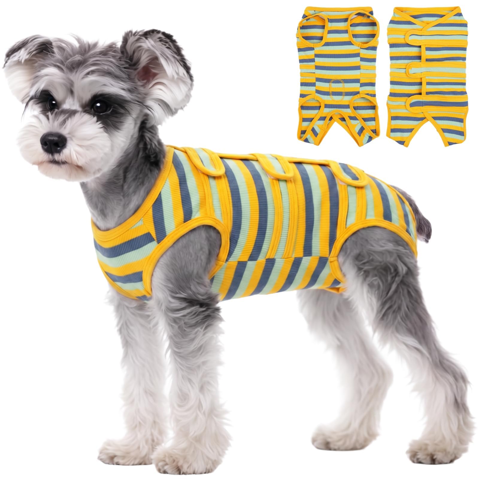 Kuoser Dog Surgery Recovery Suit, Cone E-Collar Alternative, Yellow XS