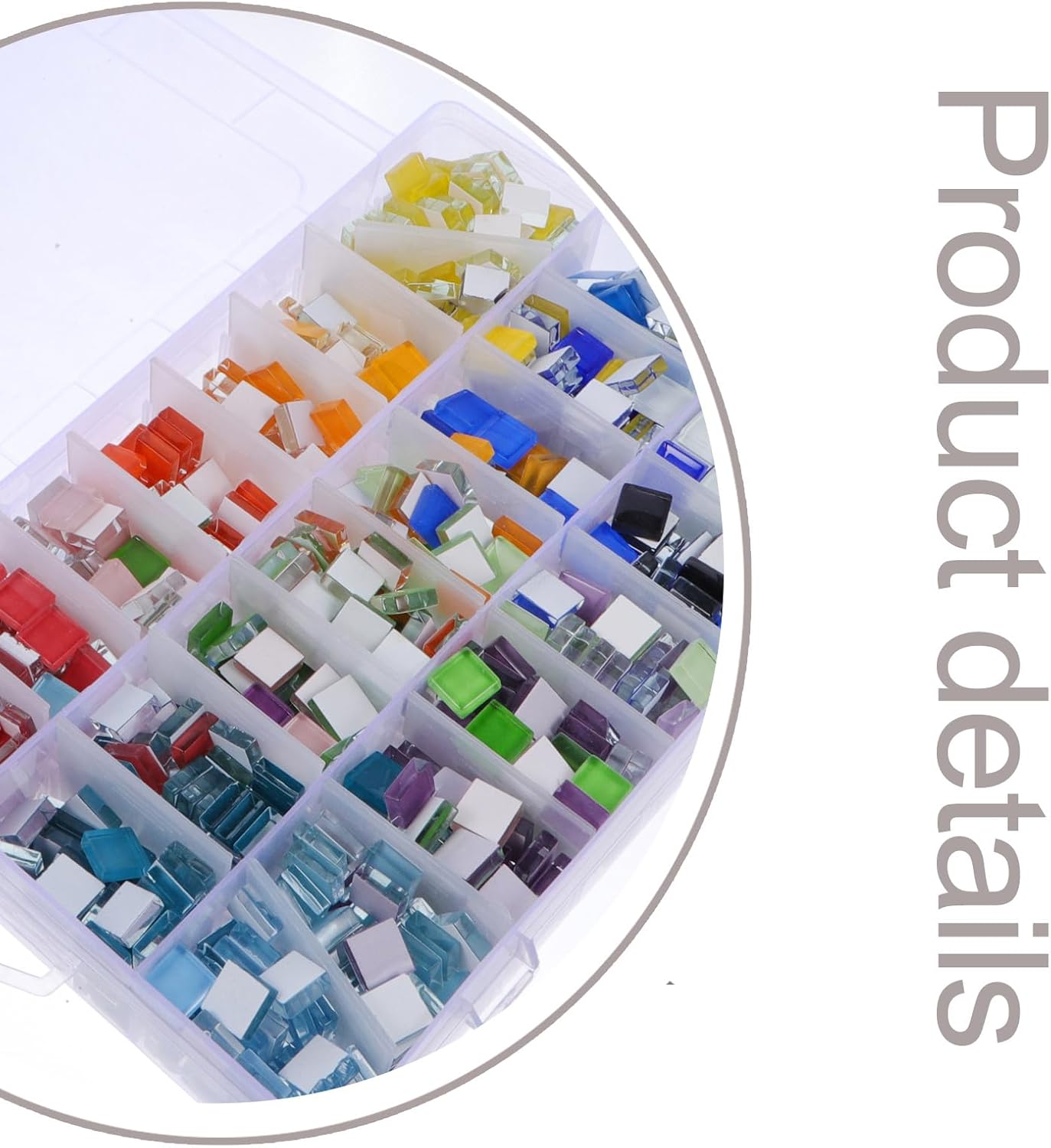 1000pcs Crystal Glass Tiles Mosaic Craft Stones with Storage Box 1cm Handmade Glass Tiles for DIY Mosaic Art and Home Decoration