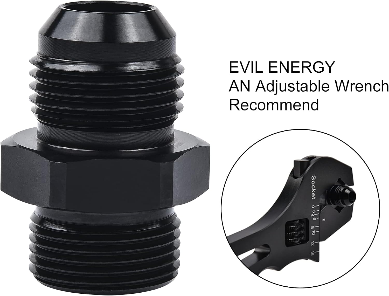 EVIL ENERGY 6AN Male Flare to M12 x 1.5mm Male Metric Fitting Adapter Aluminium Alloy 2PCS