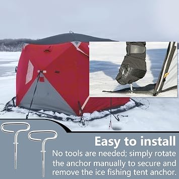69138 Ice Shelter Anchors Replacement for Eskimo,for Setting Up Ice Fishing Shelters, Ice Fishing Tent Accessories (2 Pack)