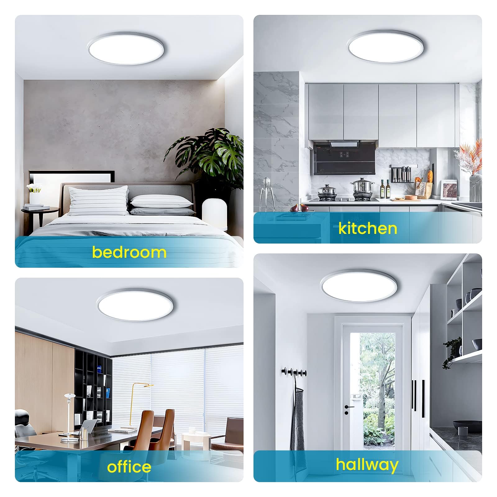 OTREN Plafon LED Techo 28W 6500K Blanca Fría, 30CM IP44 Lámpara Techo Ultrafina para Baño Cocina Pasillo Dormitorio