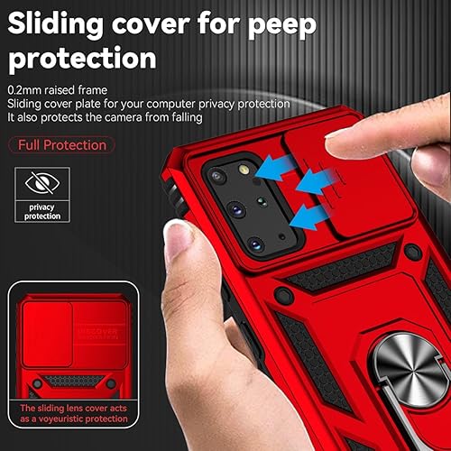 Miniatura 2 de Funda para Galaxy S20 Plus 5G, Samsung S20+ SM-G985 con protector de pantalla de vidrio templado y cubierta de cámara deslizante, anillo magnético