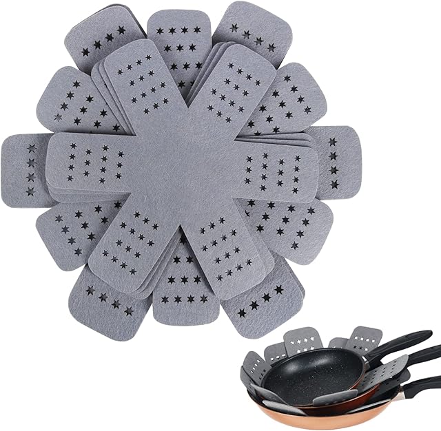 BYKITCHEN Pot Protectors for Saucepans, Larger & Thicker Gray Pan Separators, Set of 9 and 3 Different Sizes,Pan Protectors for Stacking Cookware in Kitchen Cupboard