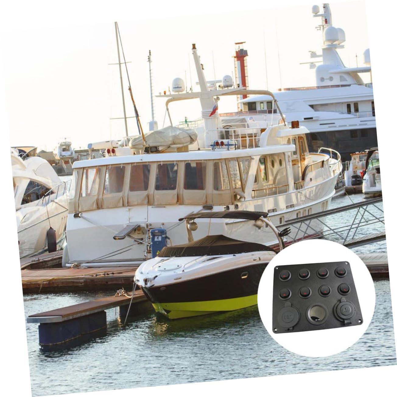 VOSAREA 1Set Gang Cat Eye Switch Panel with Wiring Assembly Dual USB Charger Digital Voltage Display Design for Car Rv Boat and Camping Use