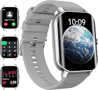 Smart Watch for Men Women with Answer/Make Call, Health Monitor, Sleep/Activity Tracker, 100+ Sport Modes Fitness Watches, Big Screen Bluetooth Watch for Android Phones iOS Compatible Smartwatch Grey