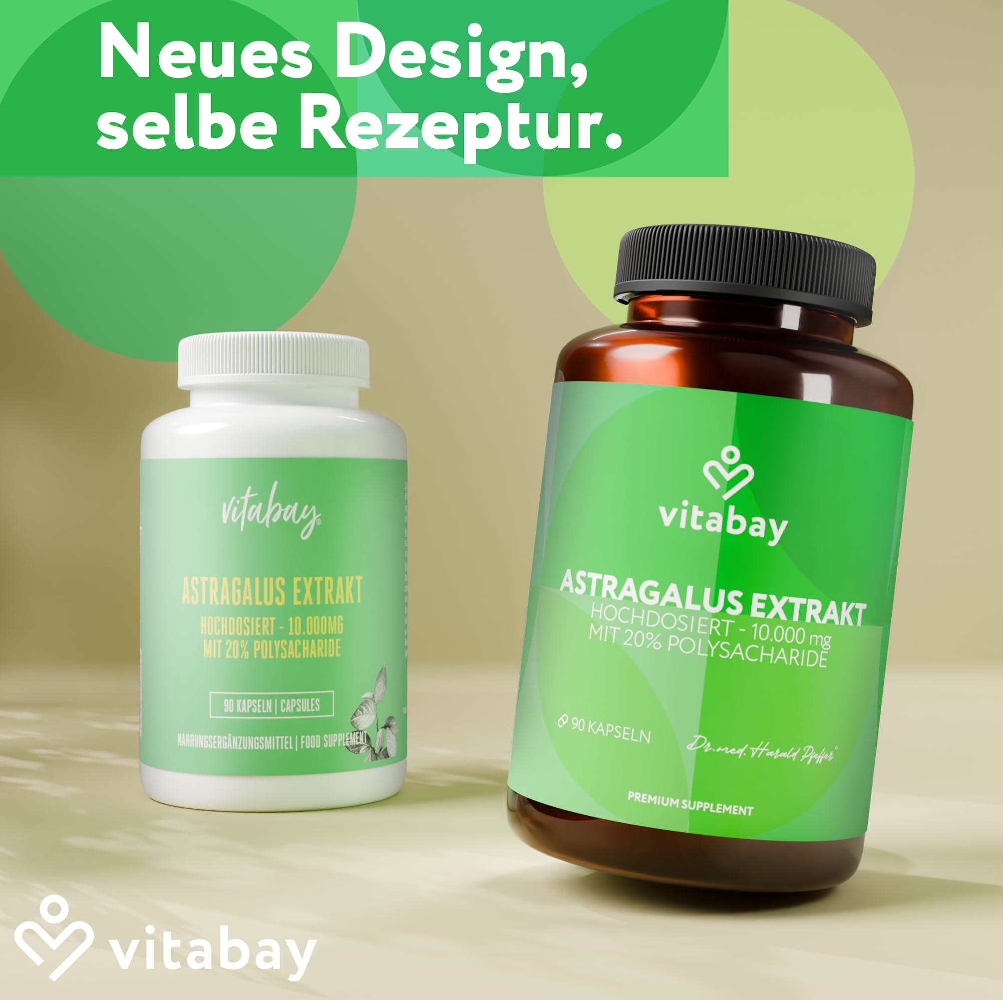 Vitabay Astragalus Kapseln Hochdosiert 10.000mg - 90 Vegane Kapseln Astragalus Extrakt aus der Wurzel - Tragantwurzel Membranaceus mit 20% Polysaccharide - Laborgeprüft