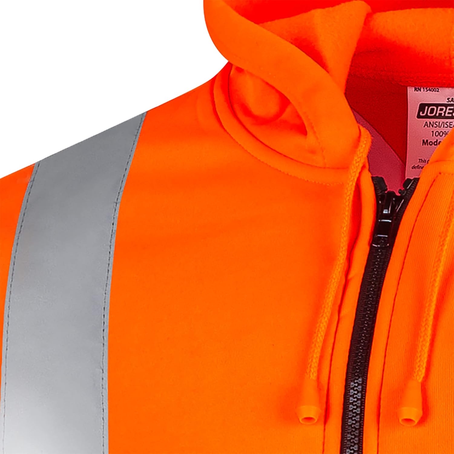 JORESTECH Hi-Visibility Full-Zip Safety Hoodie, ANSI/ISEA Compliant Reflective Work Sweater, 100% Polyester - Image 5
