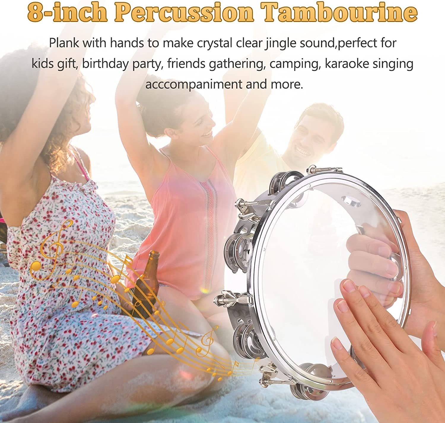 LIOONS Tambourin à Tambour à la Mode avec Cloches à Double rangée