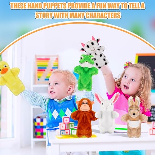 Miniatura 5 de Poen 10 marionetas de mano de animales para niños, 10 pulgadas, marionetas de animales de zoológico de felpa suave para niños pequeños, adultos,