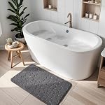 YIHOUSE Memory Foam Bath Mat Cobblestone Bathroom Rug Non Slip Washable Bathroom Mats Super Absorbent Bathroom Floor Mats(17" x 24",Dark Grey)
