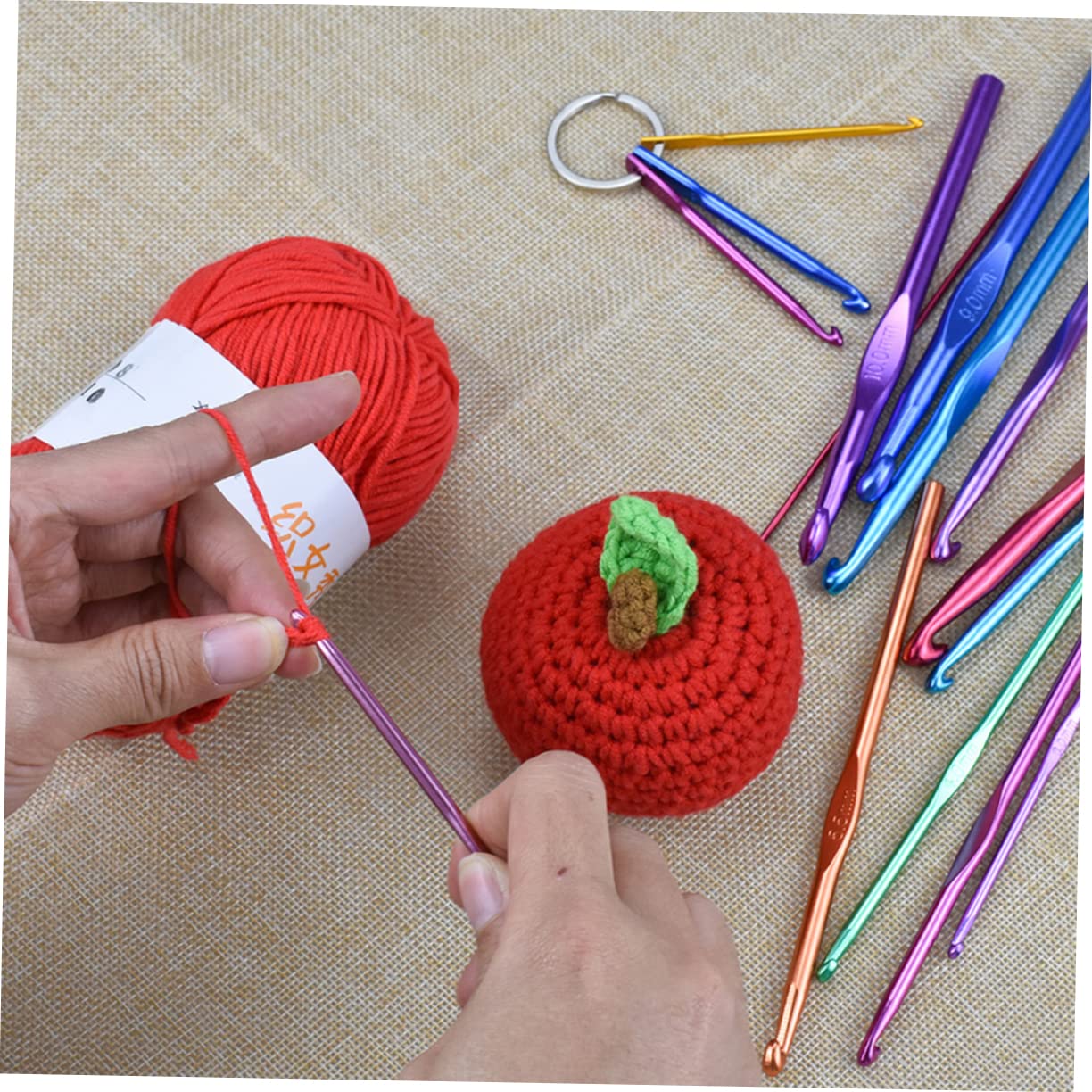 SHINEOFI 1juego Completo De Herramientas De Mano Con Agujas De Ganchillo y Bolsa De Almacenamiento Kit De Tejer Para Principiantes y Aficionados Al Crochet