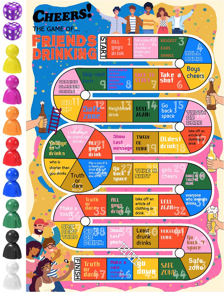 VIBNRIX Interactive Drinking Game for Adults - Fun Board Game for Girls Night, Bachelor/Bachelorette Party, and Bar Events - 2-8 Players, Age 21+