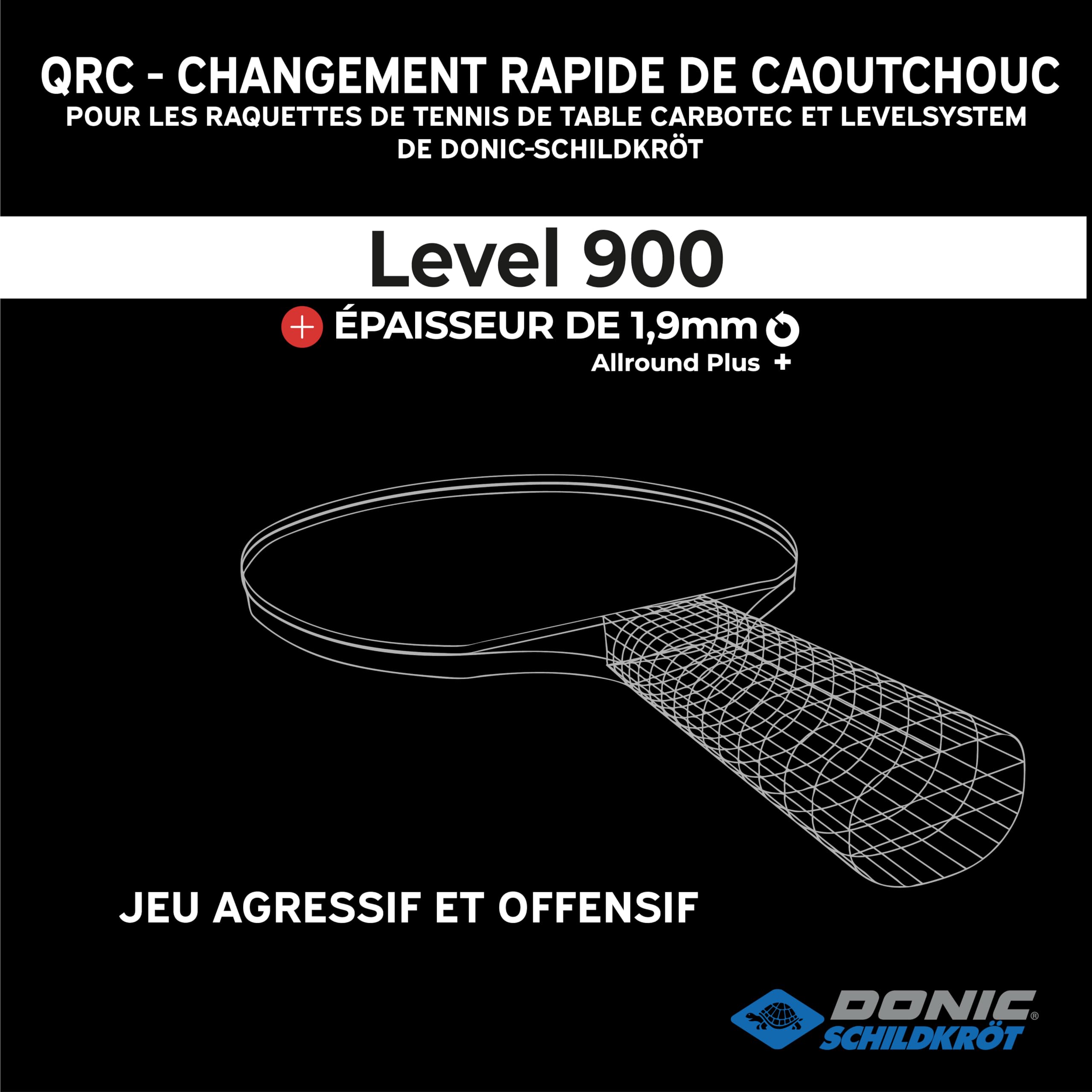 Donic-Schildkröt Revêtement de Remplacement QRC pour Raquettes de Tennis de Table ITTF