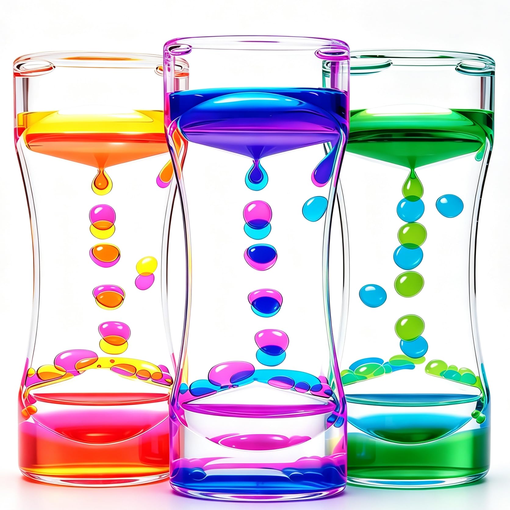 Livond Calming Sensory Toys For Kids With Autism Adhd Anxiety Or Special Needs-3 Pack Liquid Motion Bubbler Timers (Style #1) - Multicolor-image-23