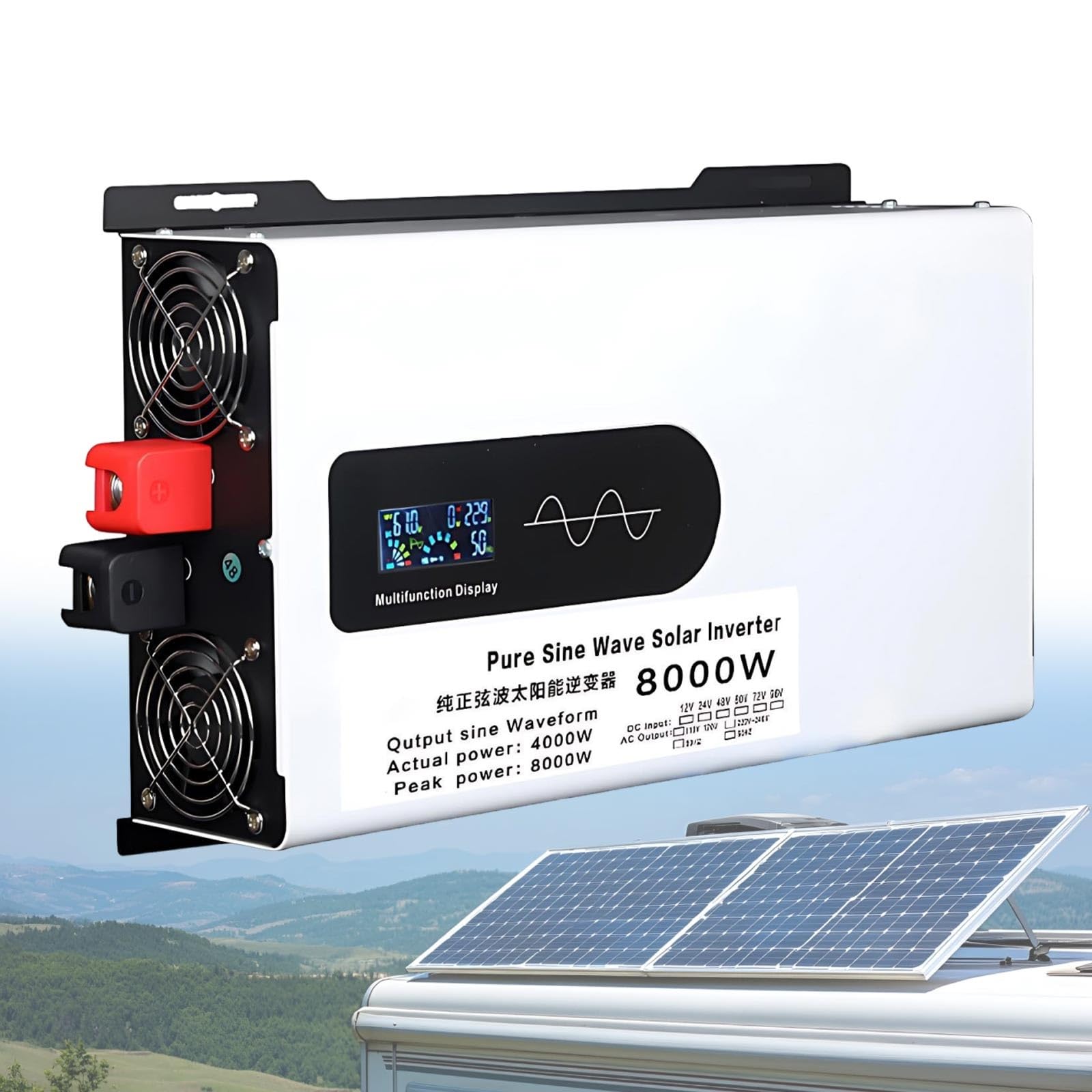 Inwerter 24v/48v 5000/8000/10000w Czysta Sinusoida 110v/220v, Przetwornica Do Domu, Kampera, łodzi, Stabilne Zasilanie Awaryjne I Energia off Grid(8000W,24V to 230V)