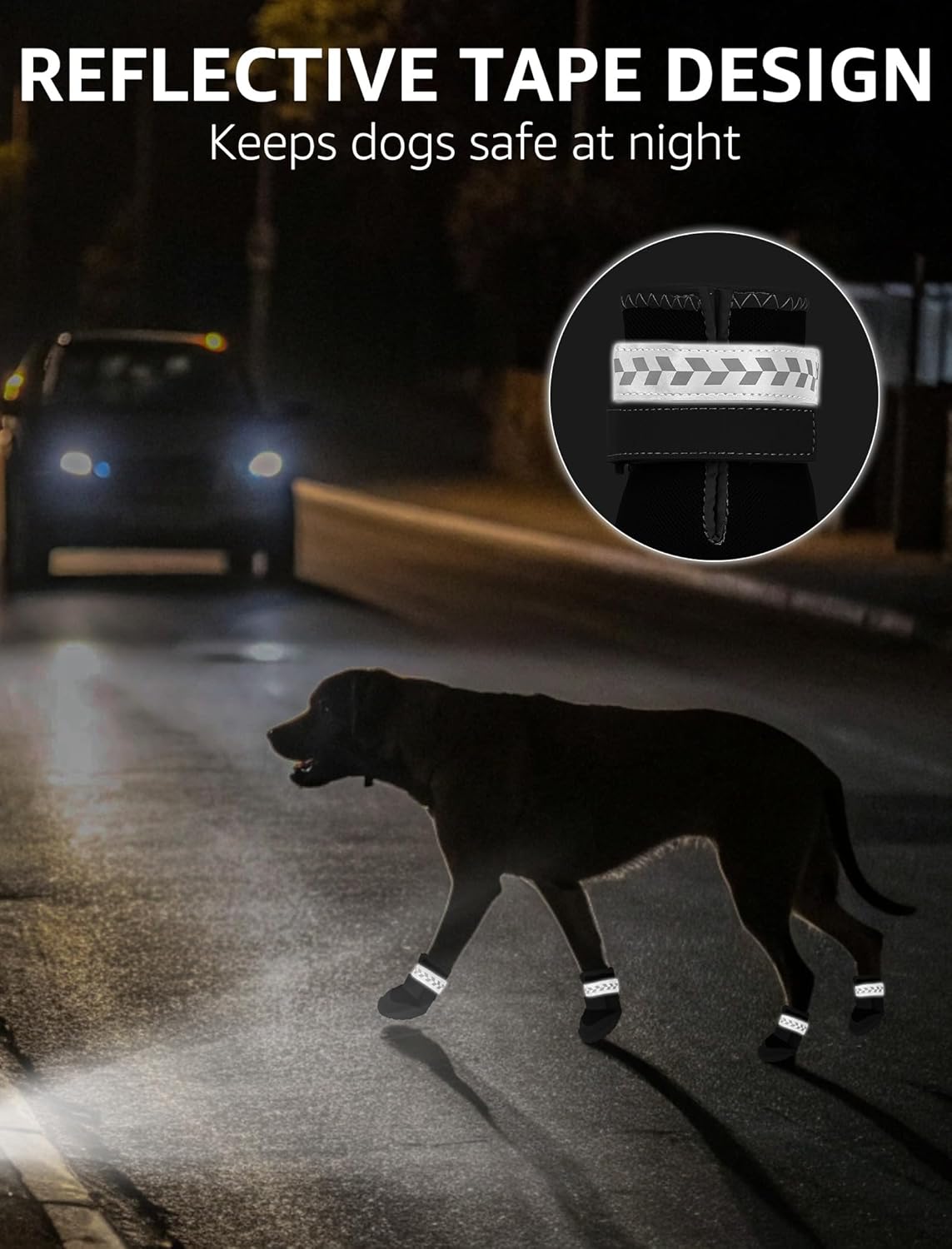 SCENEREAL Dog Shoes for Hot Pavement Large Medium Dogs, Summer Mesh Breathable Booties, Reflective Pet Boots & Paw Protectors for Outdoor, Black Size 7