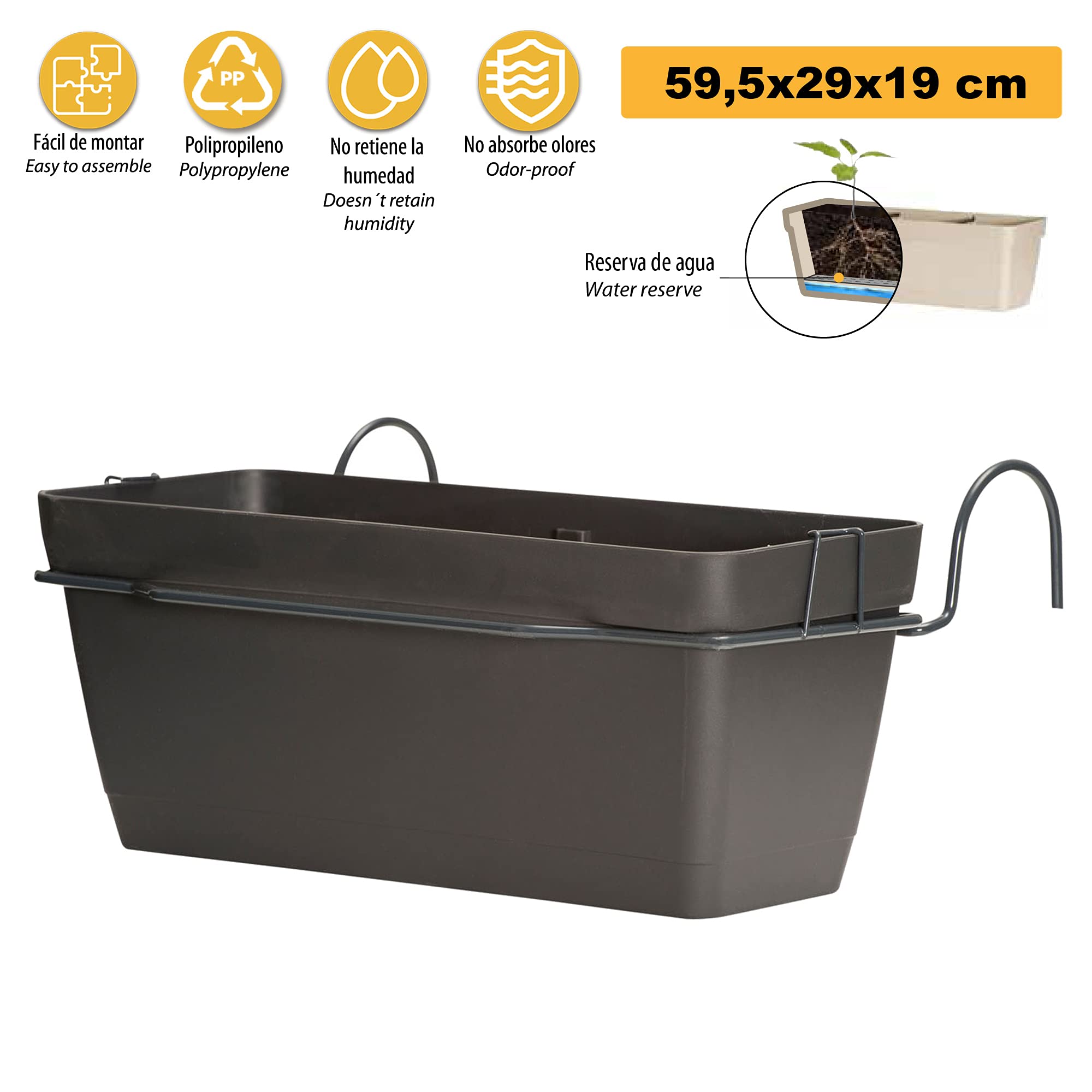 Jardinera Con Soporte Plastic Forte 50cm - Modelo 11907
