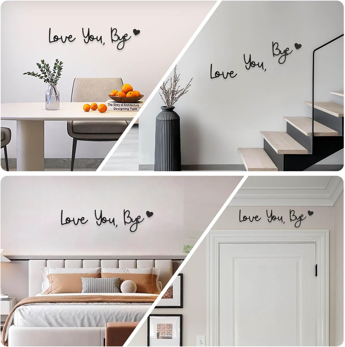 Love You Bye Sign Above Door, Wooden Wall Art Home Decor, Express Love & Warmth, Romantic Gift for Family, Lovers, or Valentine’s Day Decorations for Entryway, Hallway, or Living Room image 4
