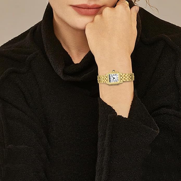 Minimalist gold hoops and watch