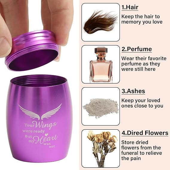 Small Urns for Human Ashes Keepsake, Mini Urns for Human Ashes with Angel Wings, Memorial Gifts for Loss of Loved One - Unique Travel Urn Miniature Ash Holder Tiny Urn