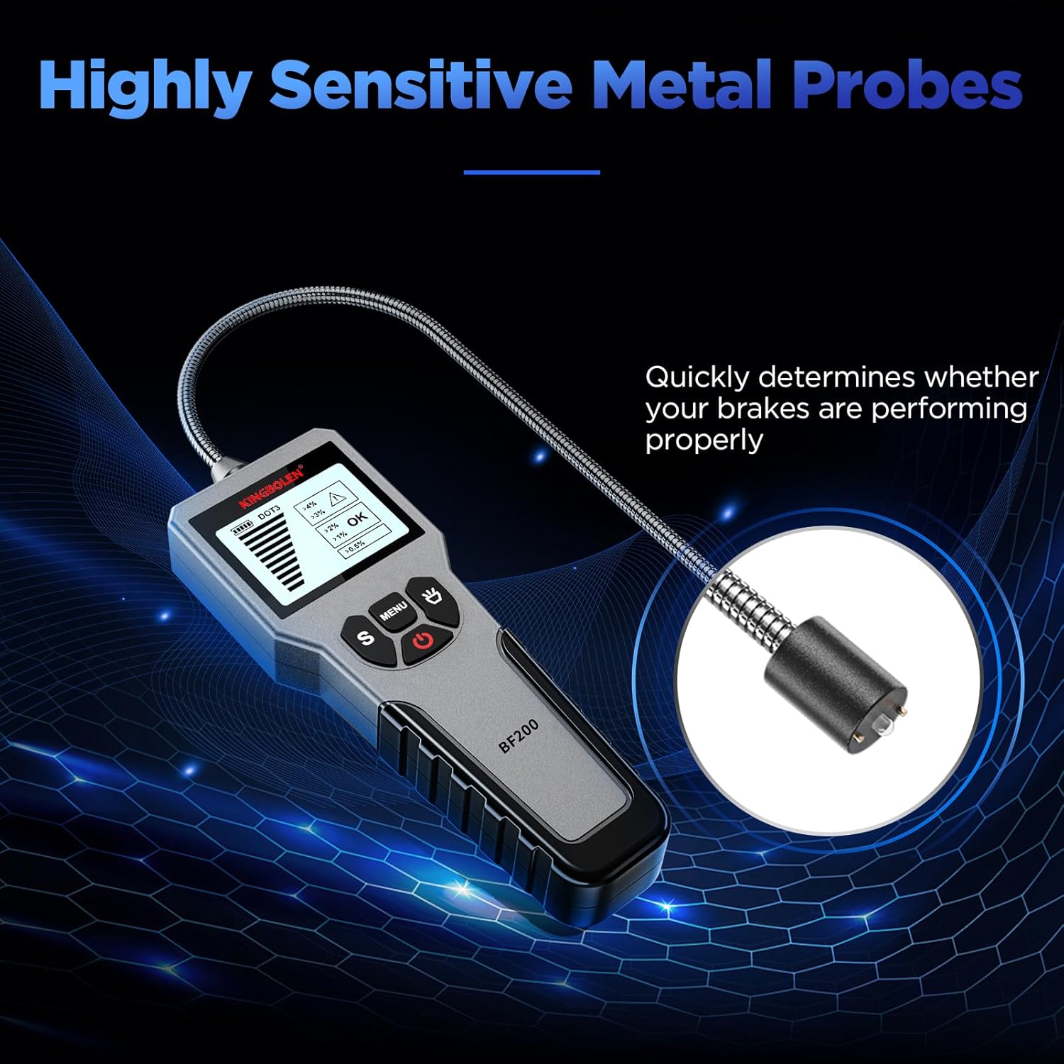 Brake Fluid Tester BF200,High Precision Car Brake Fluid Detector,Hydraulic Fluid/Liquid/Oil Moisture Analyzer with LCD Screen Audible Alarm,DOT3/DOT4/DOT5.1 Tester,Automotive Replacement Level Sensors
