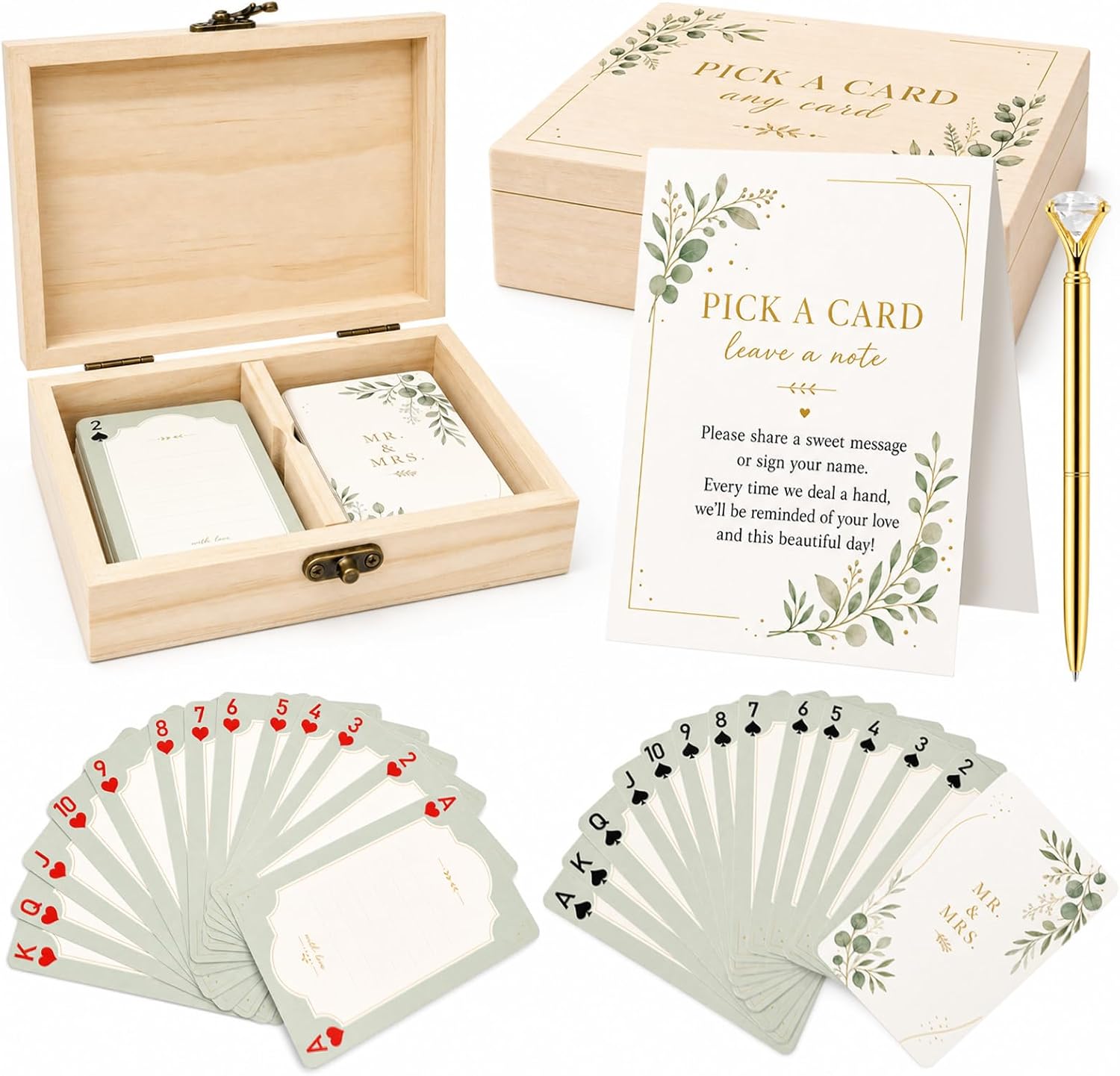 Eucalyptus Wedding Guest Book Playing Cards - Blank Deck Alternative