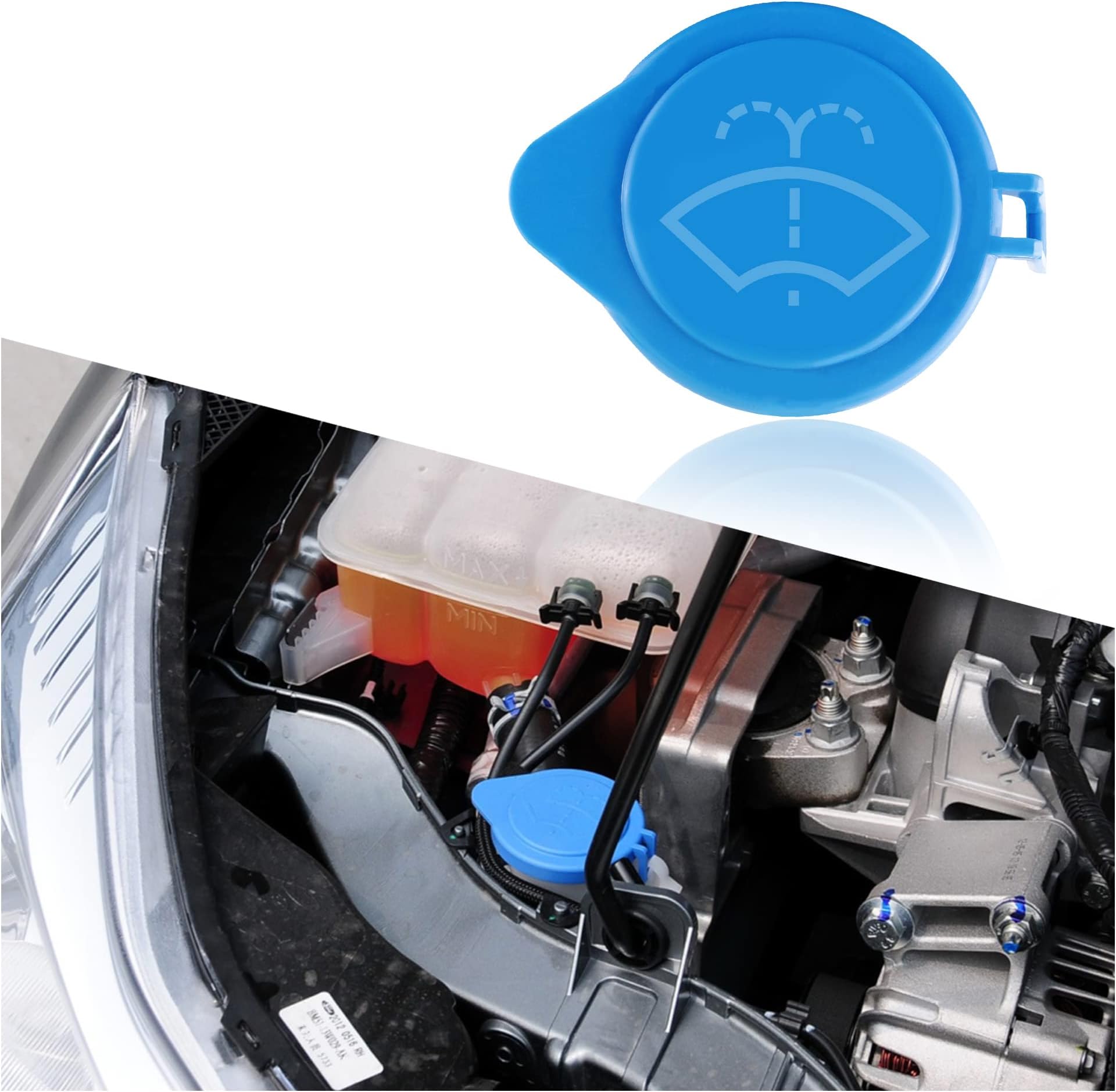 2inch Windshield Wiper Fluid Cap,Car Washer Bottle Cap Replacement Part OEM:#1708196,Compatible for Ford Focus 2011-2015,Citroen C5 C6（Based on Original Accessories Size）