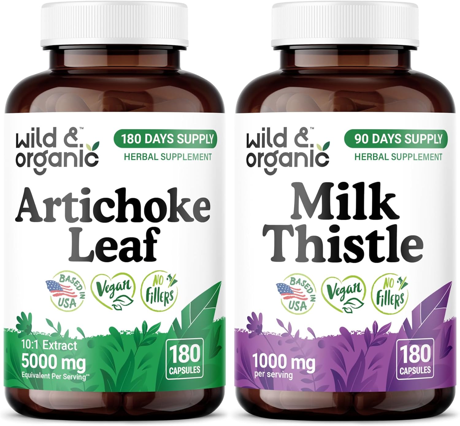 Wild & Organic Artichoke Leaf 180 Capsules & Milk Thistle 180 Capsules