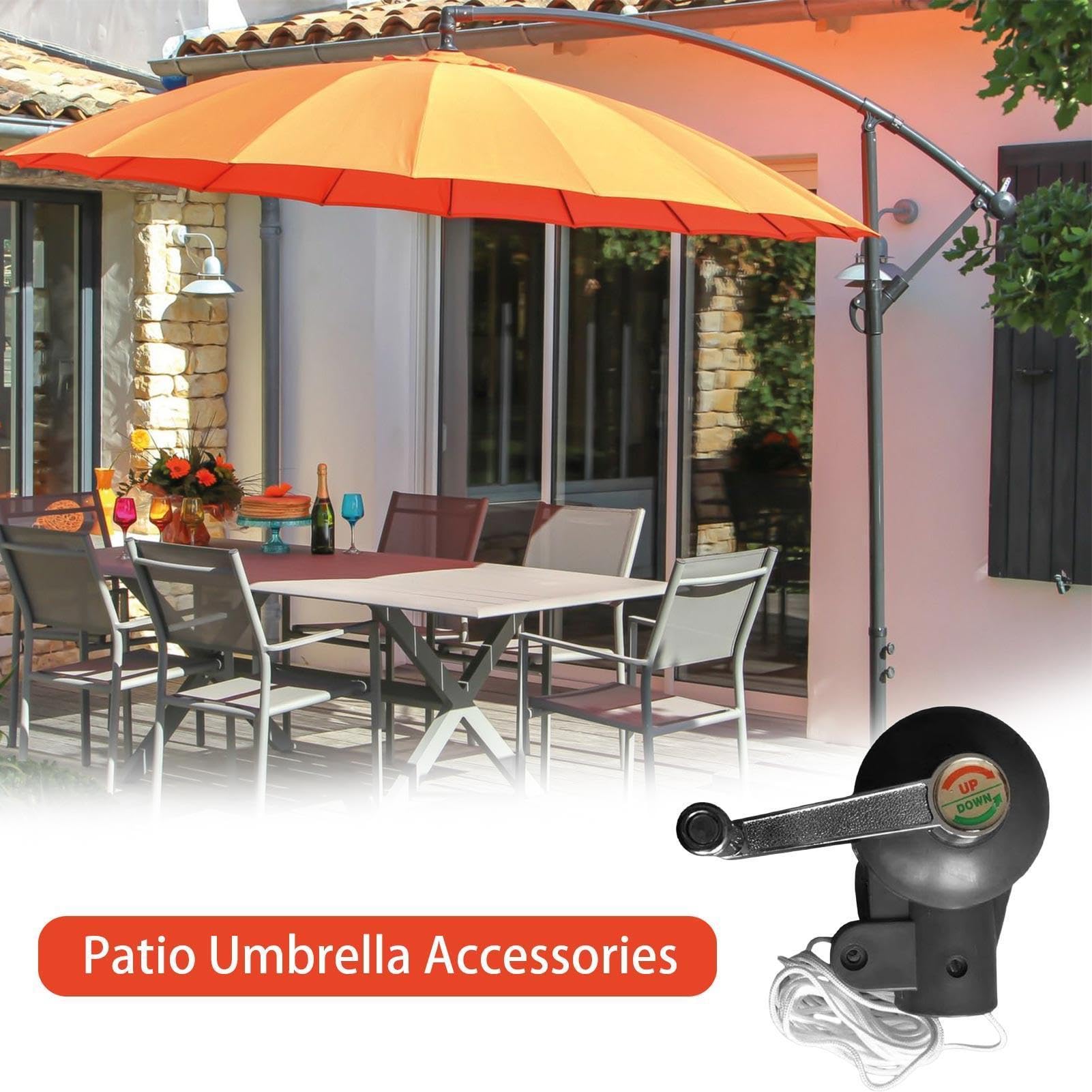 Manivelle De Parapluie-poignée En Acier Antirouille, Accessoire De Parasol De Terrasse Noir, Enrouleur De Manivelle De Remplacement, Outil De Réparation De Parapluies D'extérieur | Mécanisme De Levage