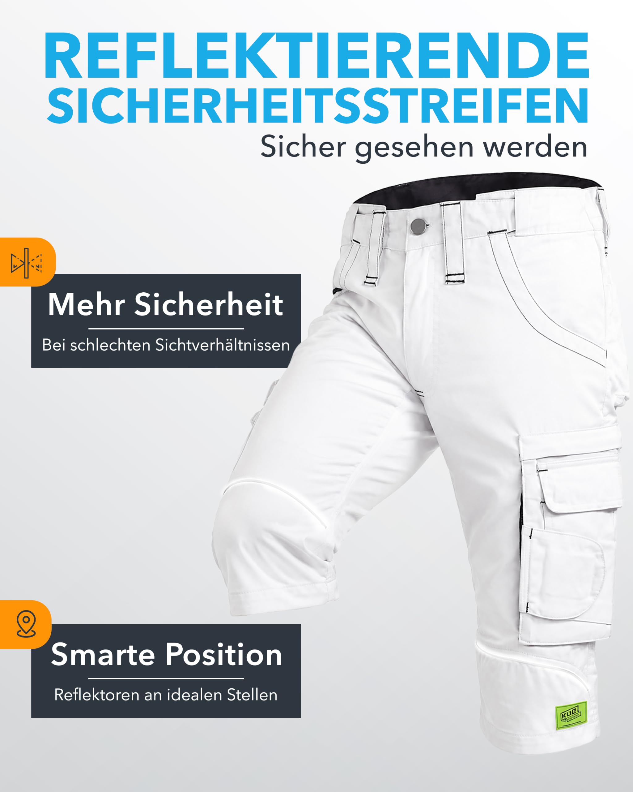 TMG | Kurze Arbeitshose Herren, Gerader Schnitt, Arbeitsshorts Kultworker, Stretchbund, Werkzeugtasche, versch. Farben