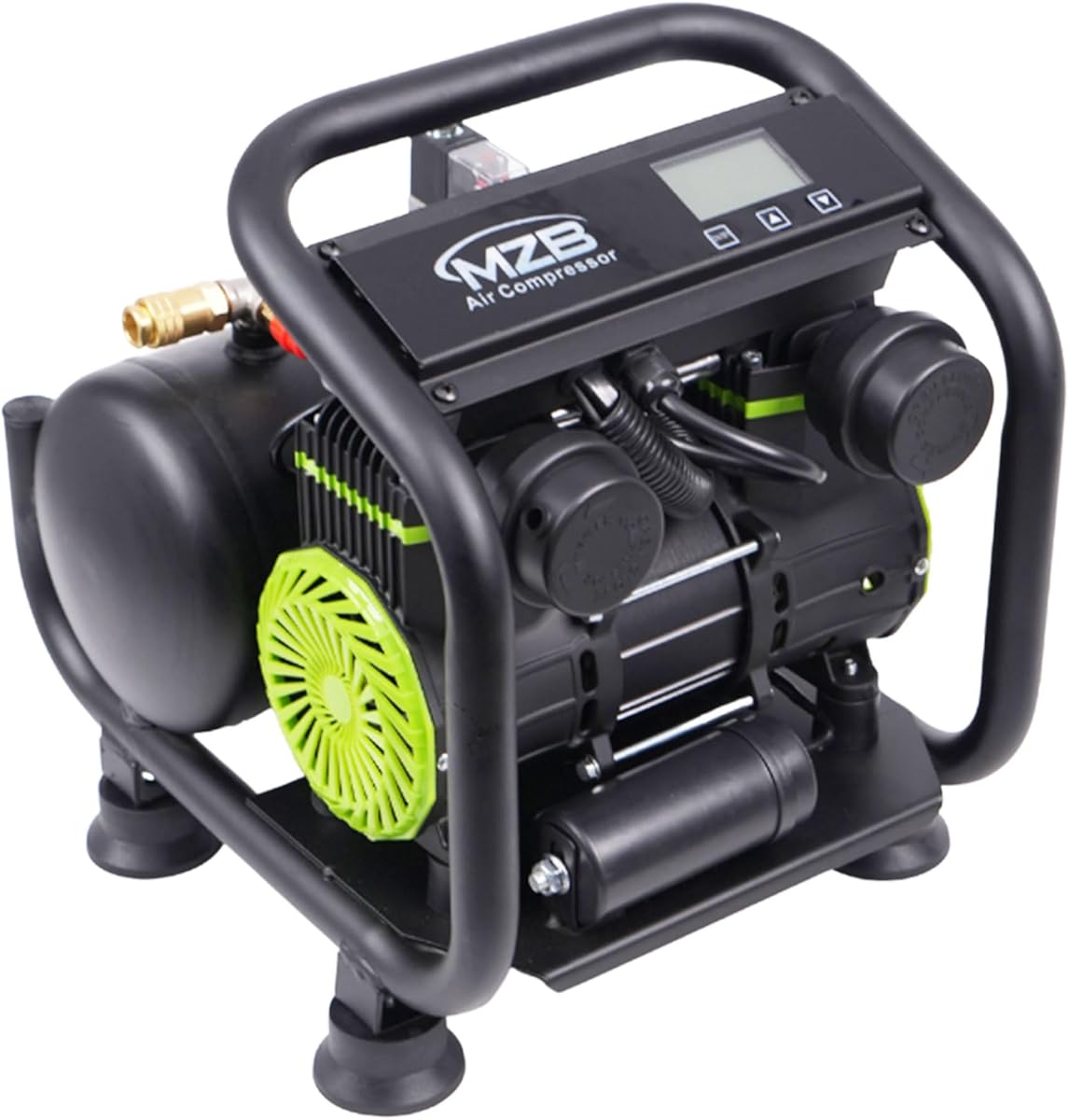 MZB Ultra Quiet Air Compressor 110V/60Hz MAX 115PSI Steel Tanks Oil-Free 70dB Noise Level Air Compressor with Wheels for Spray Painting, Auto Repair, Carpentry Decoration (1.6 Gallon)