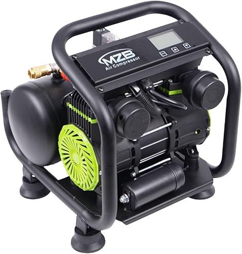 Miniatura 10 de MZB - Compresor de aire ultra silencioso de 6.4 galones, tanques de acero de 110 V/60 Hz, sin aceite, 70 dB, nivel de ruido, compresor de aire