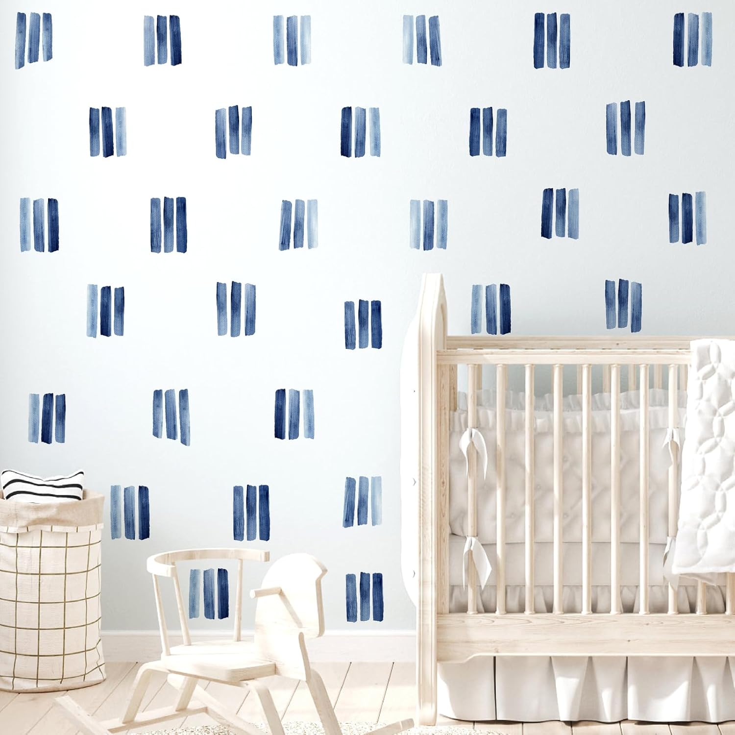 Watercolor Line Wall Decals Modern Wall Art Stickers Peel and Stick Bule Line Walls Decoration Stickers Boho Stripe Vinyl Wallpaper Art Murals for Kids Bedroom Bathroom Room Nursery Living Room Decor
