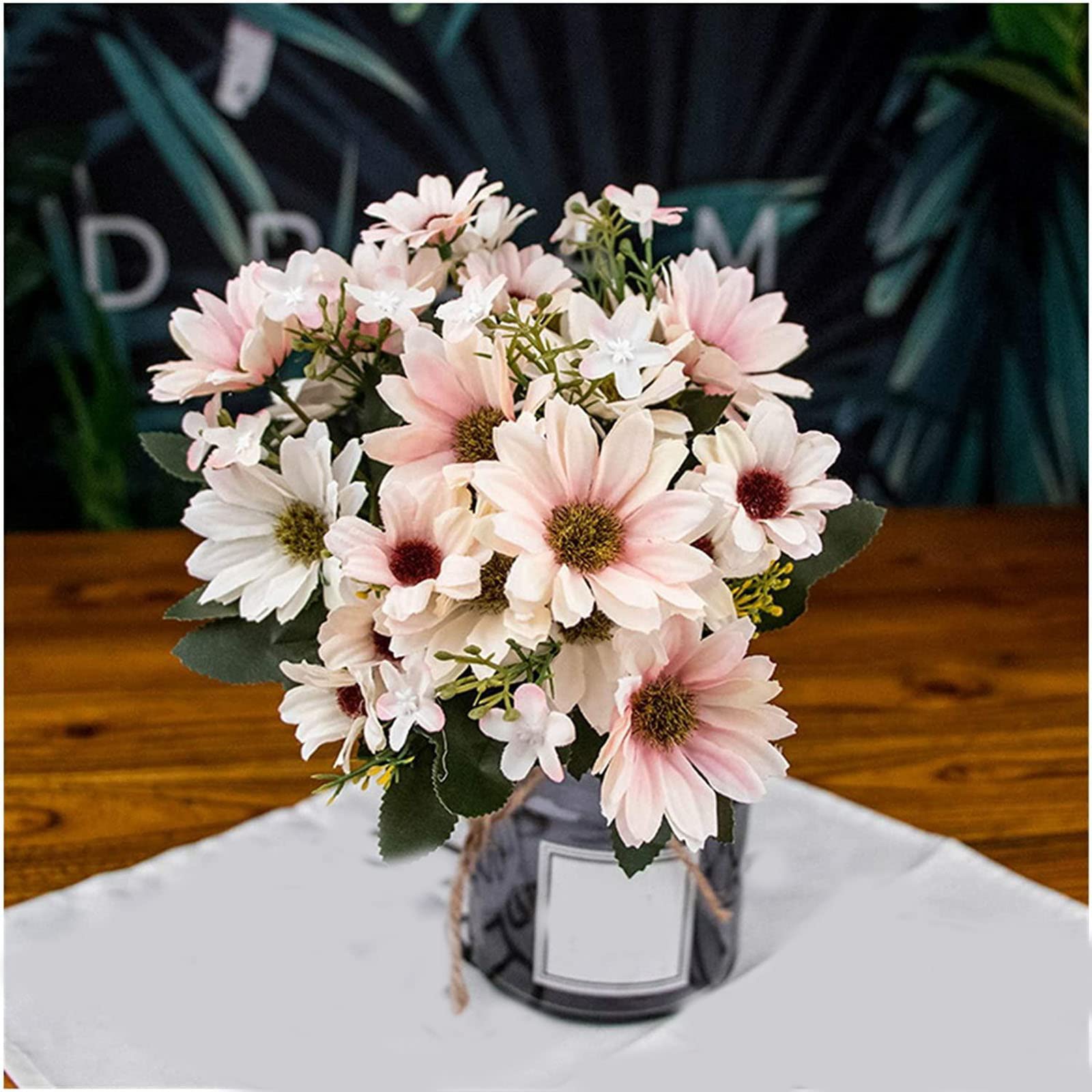XDLEDMKIZ Artificial Flowers 25Heads Plastic Flowers Chrysanthemum Flower for Home Decorations Party Wedding Decor Bouquet Fake Flowers