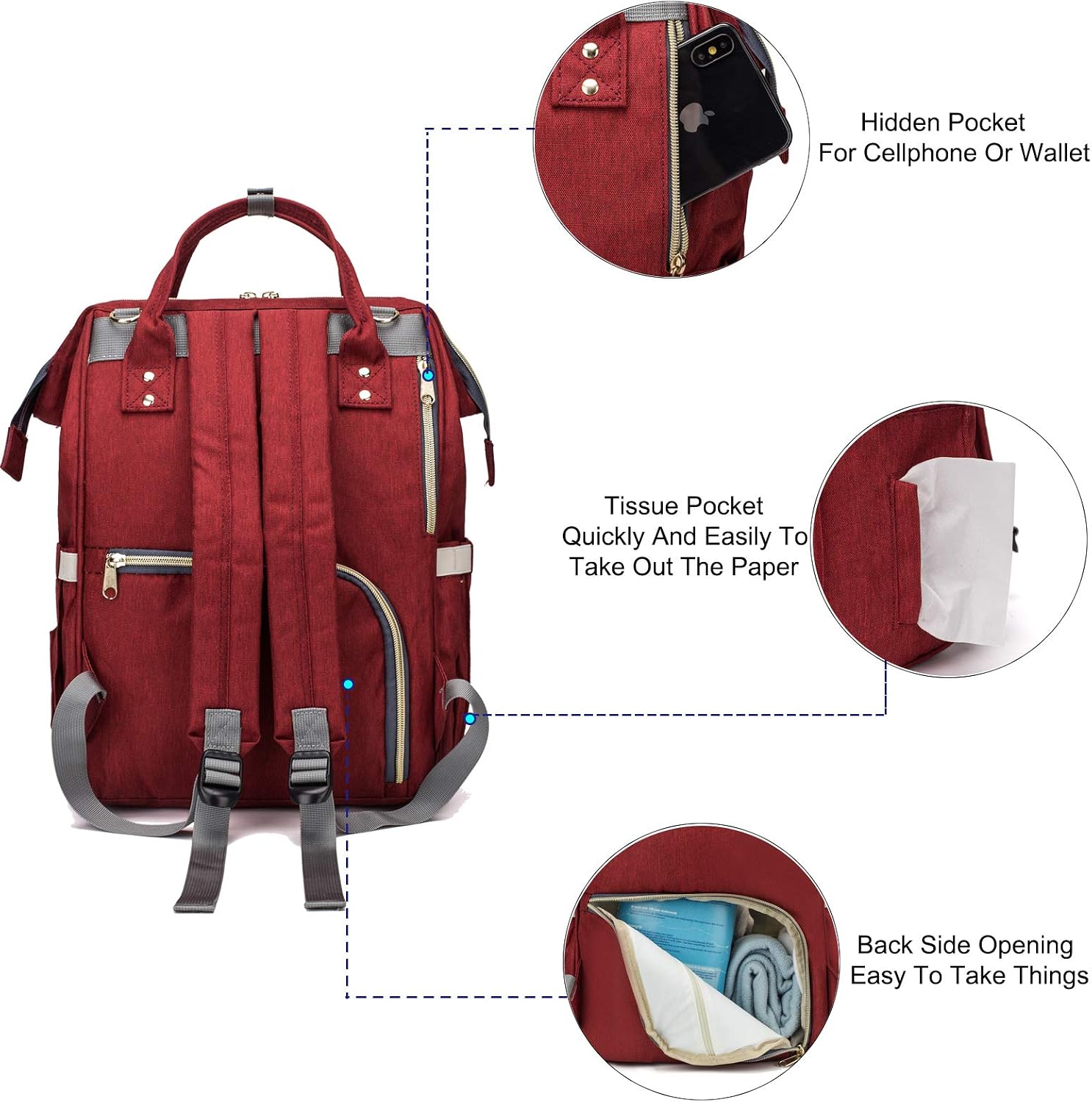 con Fasciatoio Portatile-Grigio Zaino Mamma Multifunzione Borsa Fasciatoio  Impermeabile Bambino con Grande Capacità lencicol Cambio del pannolino  Prima infanzia