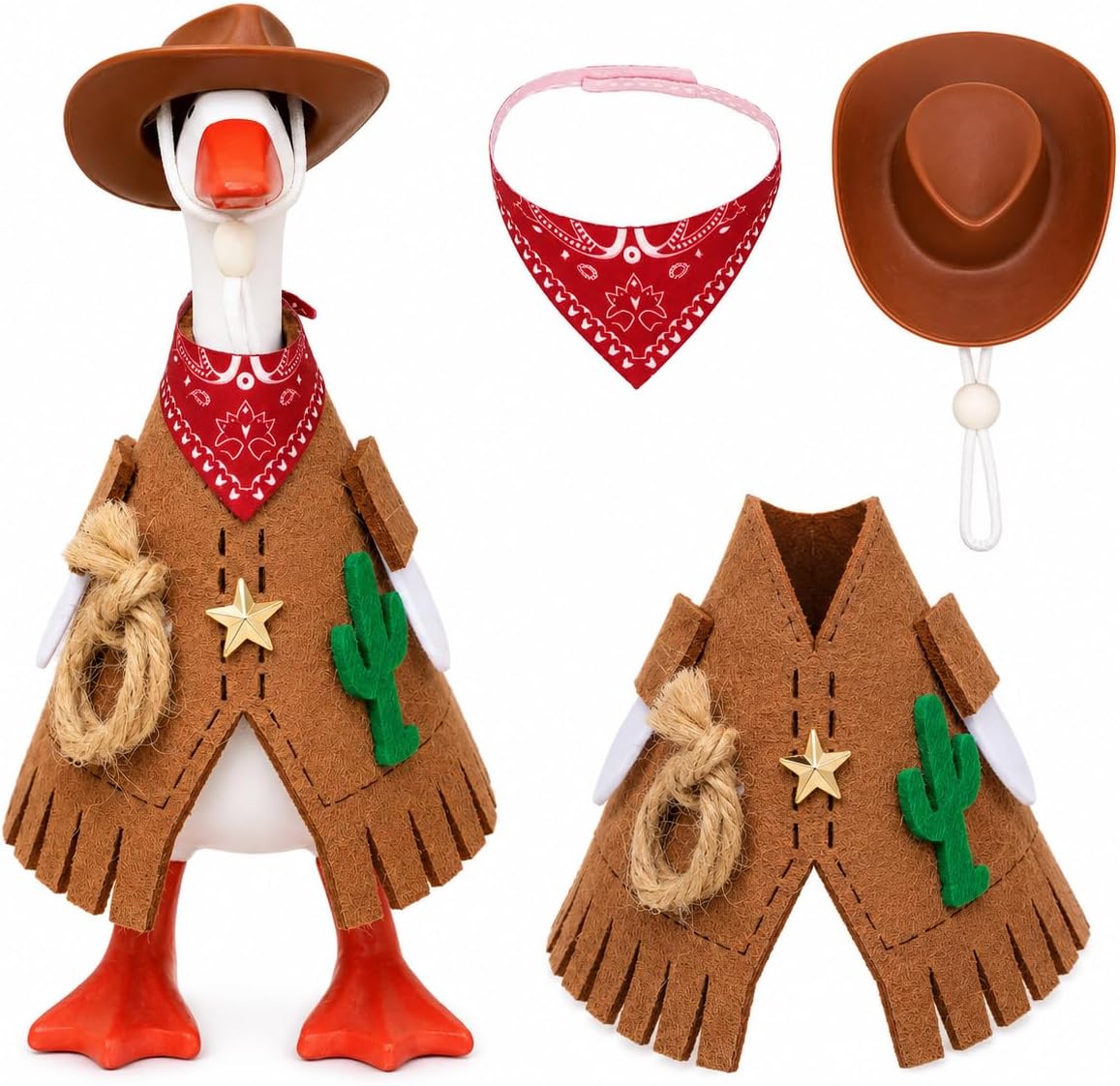 7 Inch Desk Goose Outfits Desktop Goose Accessories Set (Western Cowboy)
