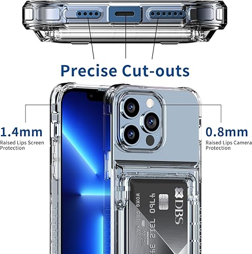 Miniatura 6 de Funda protectora transparente para iPhone 13 Pro Max con tarjetero de crédito, protección resistente, a prueba de golpes, antiarañazos,